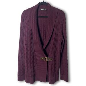 Lauren Ralph Lauren Black Label Women’s Cable Knit Faux Cardigan Pullover Sz XL